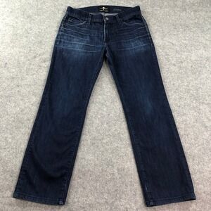 7 For All Mankind Slimmy Mens Jeans 30 Dark Blue Cotton Made in USA Straight Leg